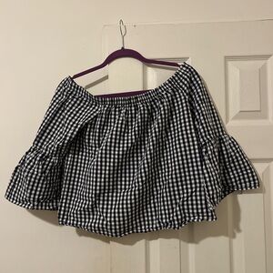 Black and White Gingham Off-Shoulder Top